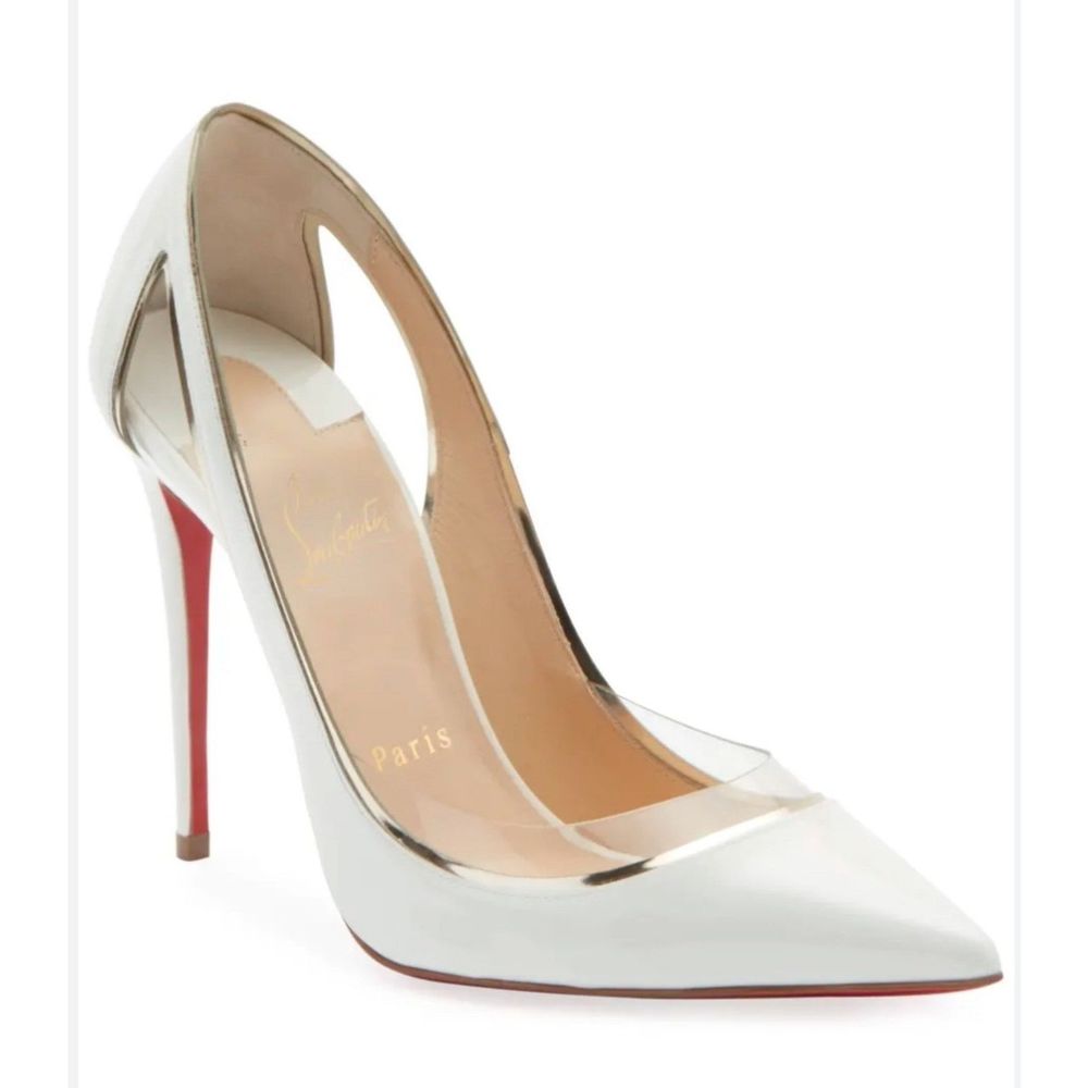 Christian Louboutin White and Silver Heels